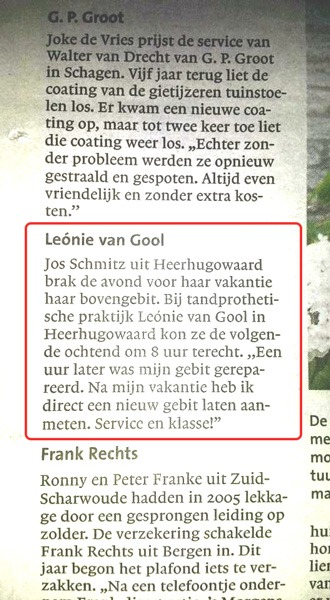 Recensie in krant